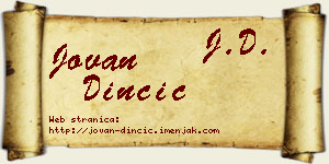 Jovan Dinčić vizit kartica
